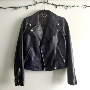 J.Crew Collection 100% Leather Motorcycle Jacket Navy, Size 6